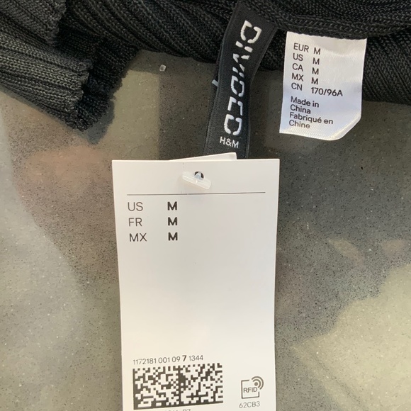 H&M Divided NWT Black Ribbed  V Neck Strappy  Bodycon Sheath Dress SZ M - Picture 8 of 9